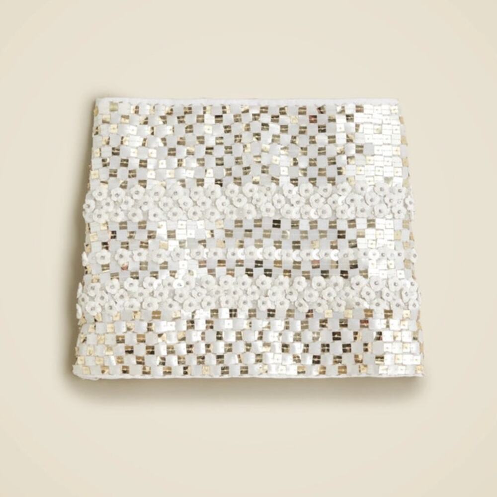 J. Crew Factory White and Gold Sequin Mini Skirt